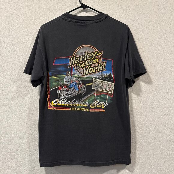 Vintage Oklahoma Harley Davidson tee men's Size M - Picture 3 of 5